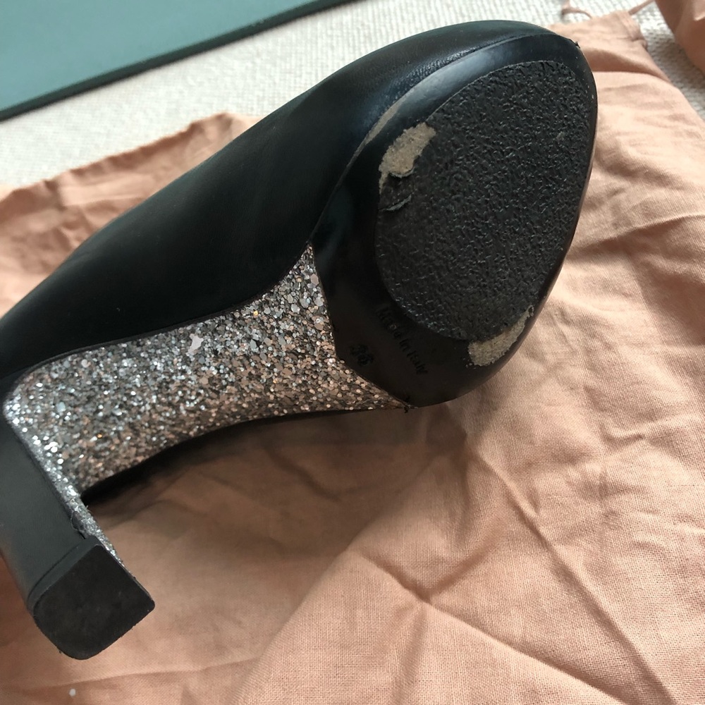 MIU MIU Calzature Donna Nappa Glitter Platform Black Leather Booties 6 - Picture 6 of 16